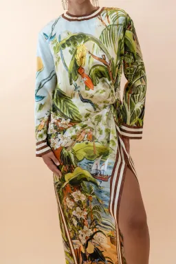 ALEMAIS TOUCAN SILK MIDI DRESS SIZE 8 for rent on The Volte - image 2