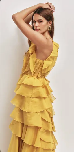 AJE - Cleo Gown in Chartreuse Size 10 for rent on The Volte - image 2