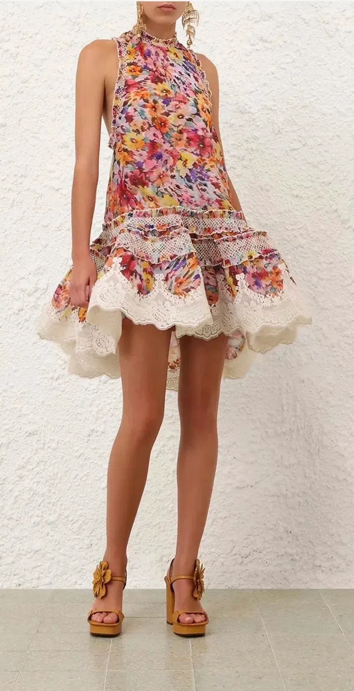 Zimmermann Luna Shirred Lantern Dress Multi Colour Floral Size AU 10 (1) for rent on The Volte - main image