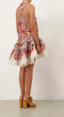 Zimmermann Luna Shirred Lantern Dress Multi Colour Floral Size AU 10 (1) for rent on The Volte - image 2