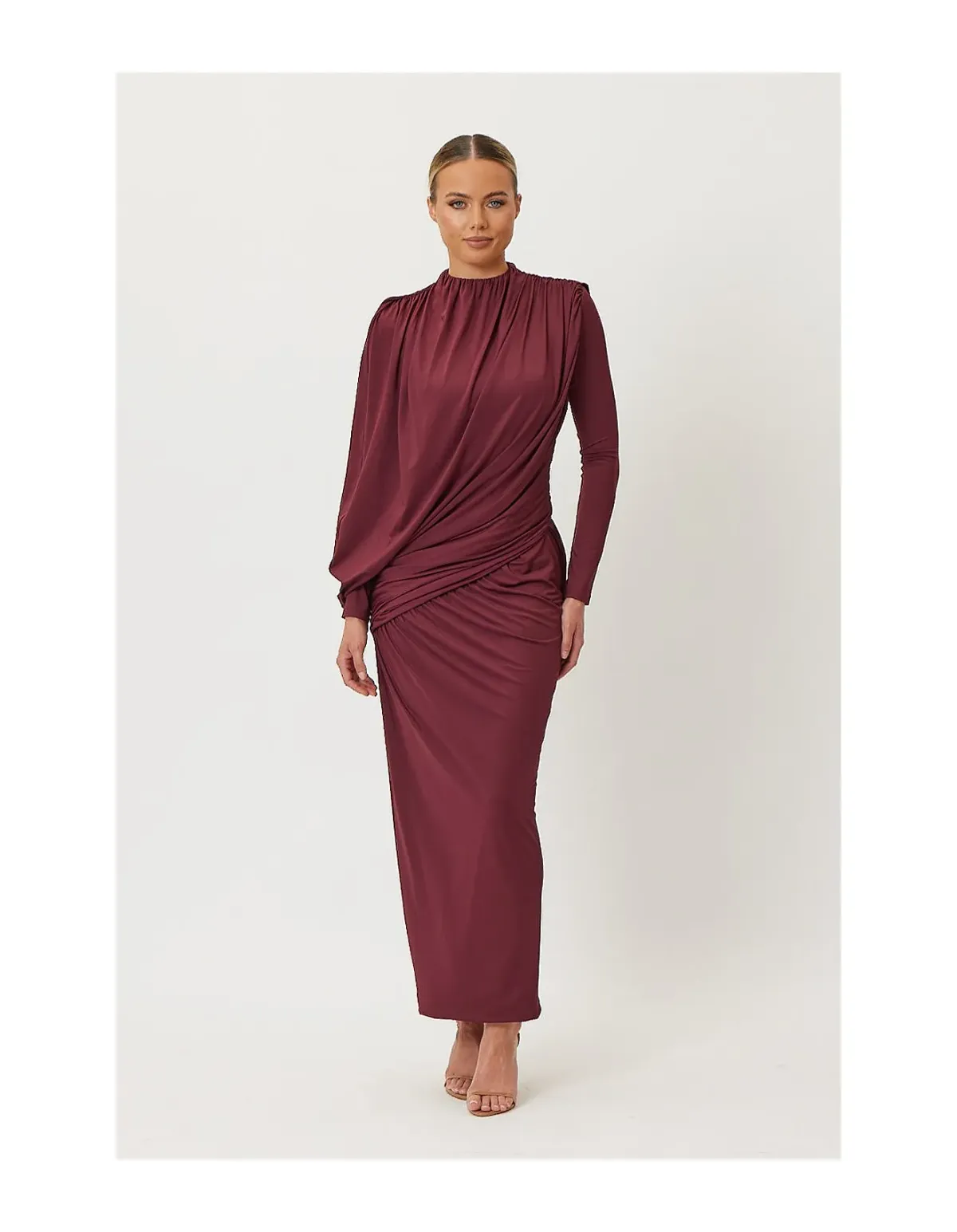Bianca and Bridgett Romaine Maxi Dress Size 10 Wine for rent on The Volte - main image