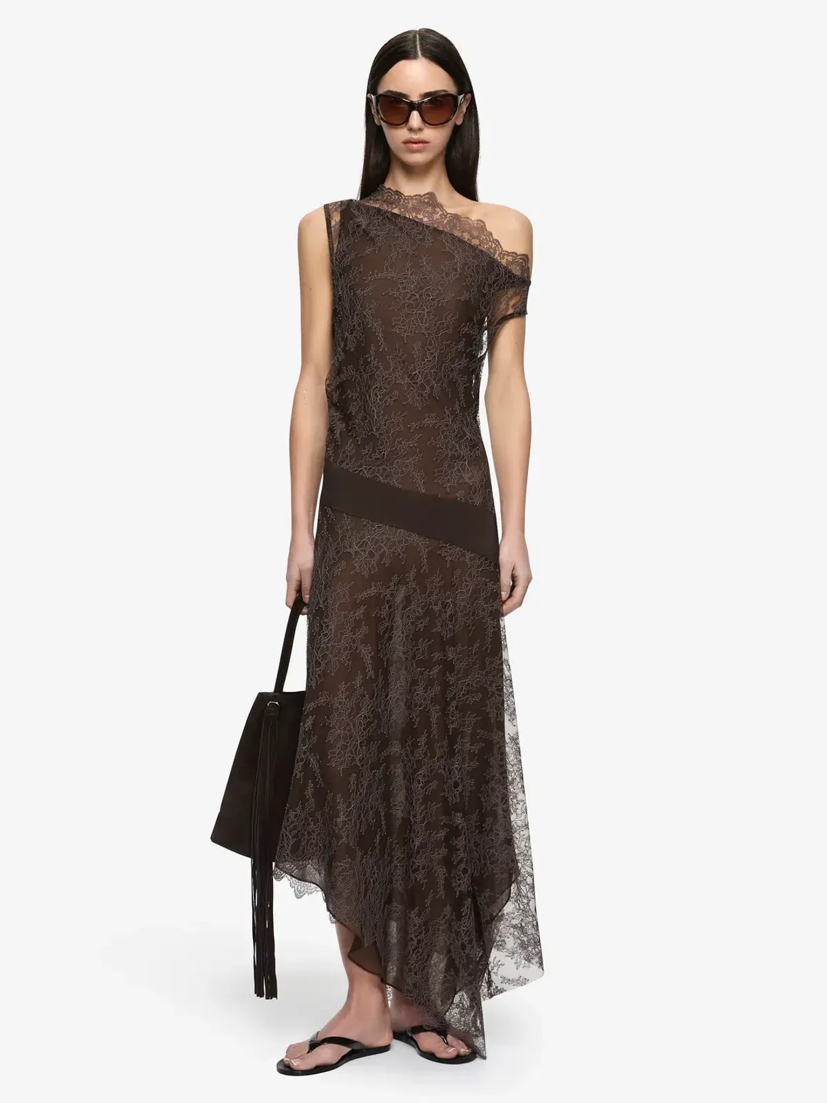 Bec & Bridge MARIKA ASYM DRESS Coffee Size 6 for rent on The Volte - main image