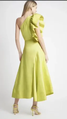 Aje Bonjour Asymmetric Midi Dress in Lime Green  Size 4  for rent on The Volte - image 3