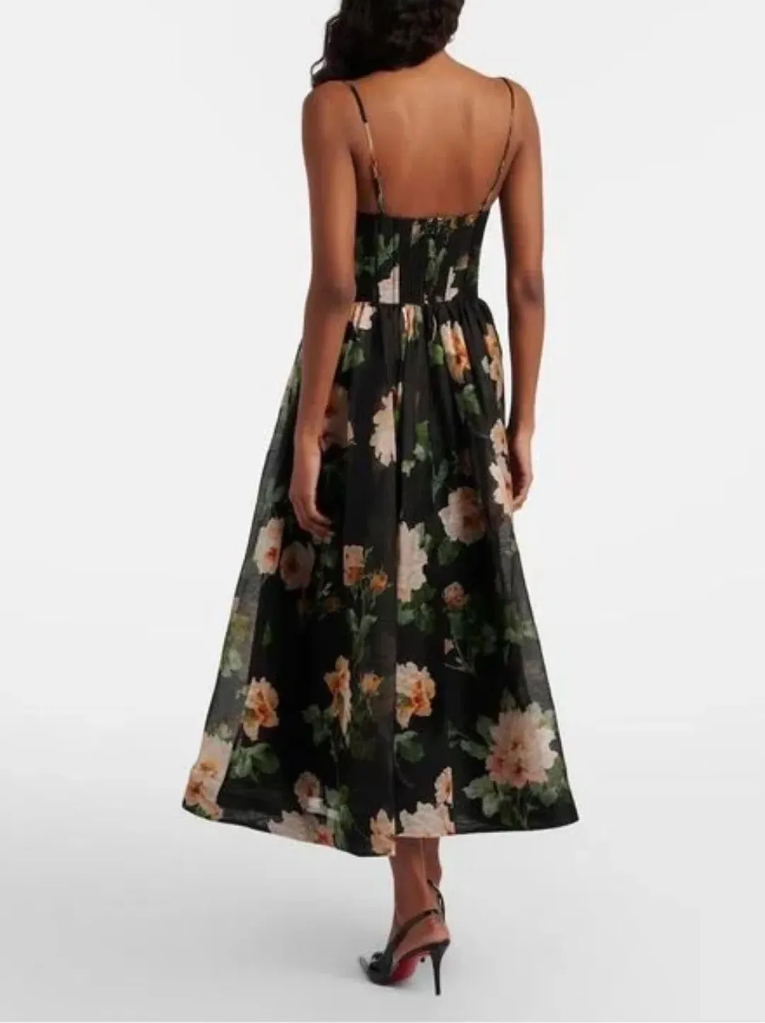 Zimmermann Luna Corset Midi Dress Black Floral Size AU 12 (3) for rent on The Volte - main image