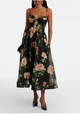 Zimmermann Luna Corset Midi Dress Black Floral Size AU 12 (3) for rent on The Volte - image 2