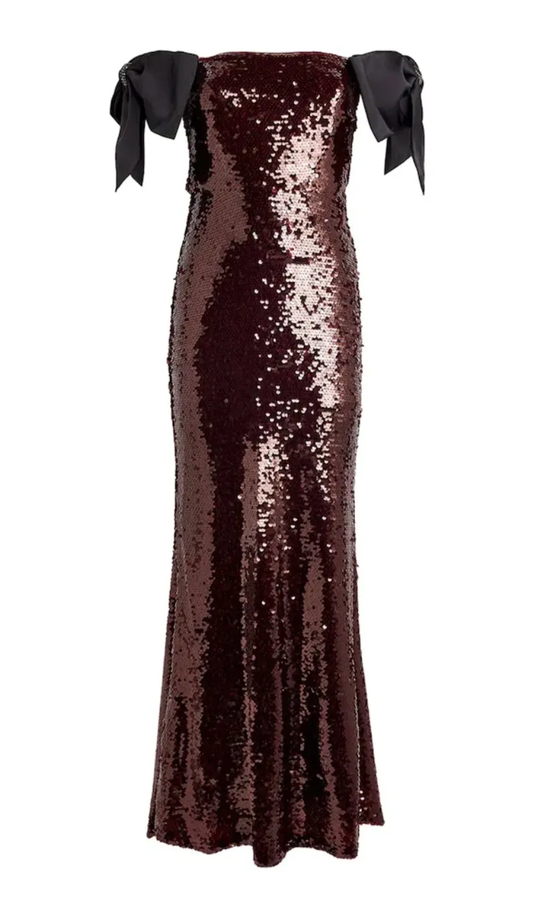 Self-Portrait Brown Sequin Bow Maxi Dress Size 6  for rent on The Volte - main image