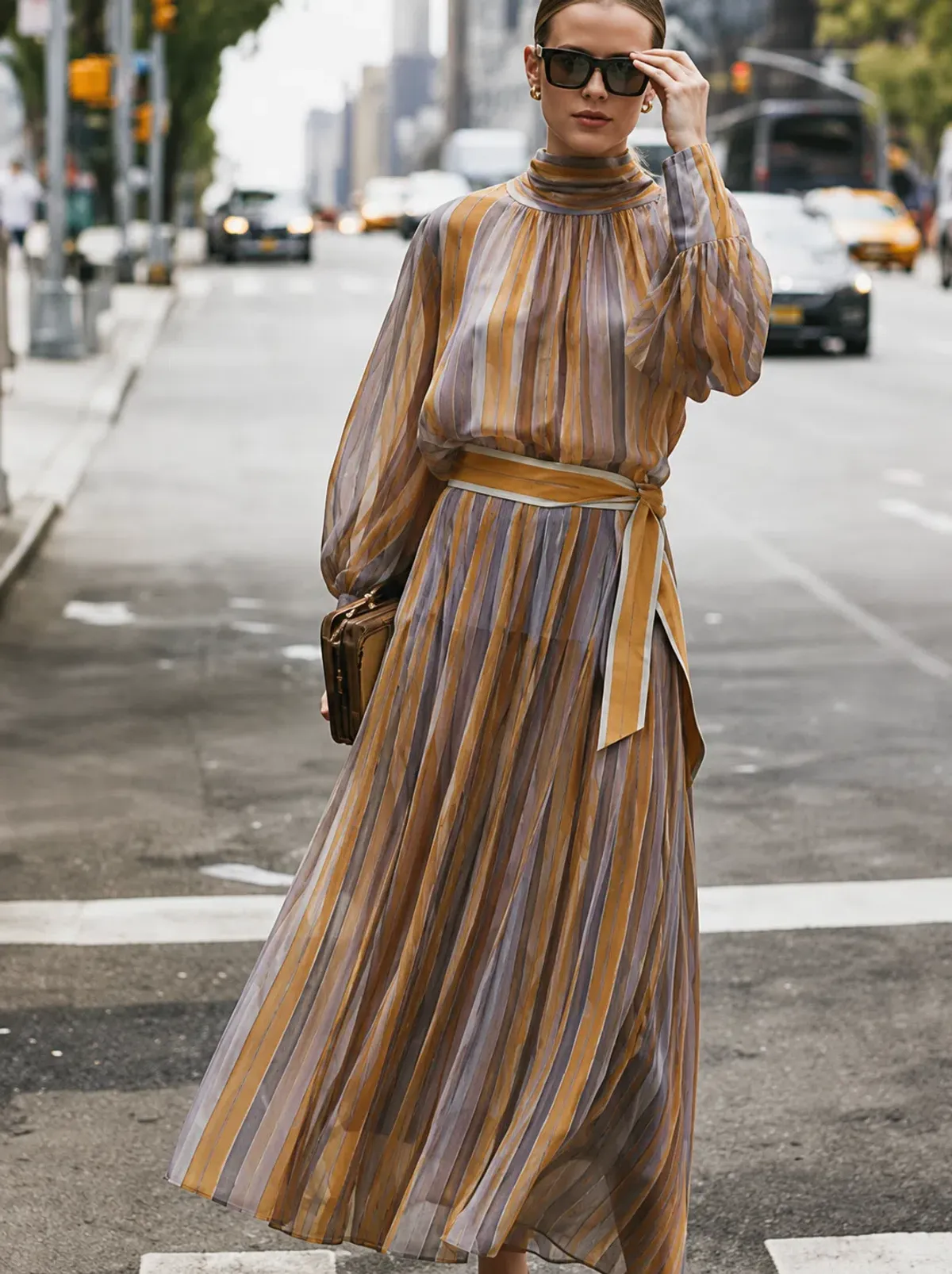 Zimmermann Sabotage Roll Neck Dress In Violet Stripe Size 0 for rent on The Volte - main image