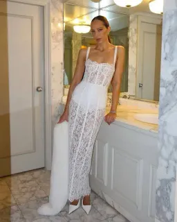 Helsa White Lace Column Dress Size 6 for rent on The Volte - image 4