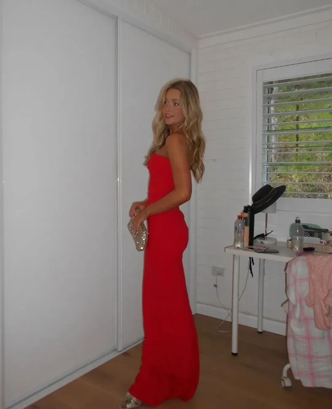 Effie Kats Monroe Gown in Cherry Red Size XS/ AU6 for rent on The Volte - main image