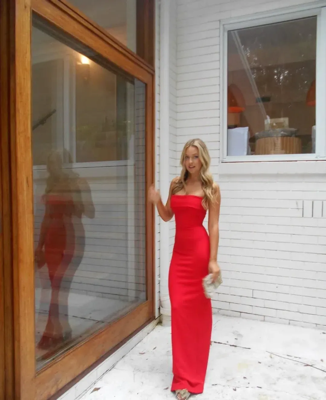 Effie Kats Monroe Gown in Cherry Red Size XS/ AU6 for rent on The Volte - main image