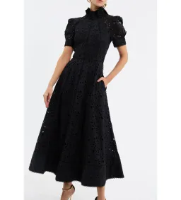 Rebecca Vallance Kitsu Short Sleeve Midi Dress Black Size 10 for rent on The Volte - image 2
