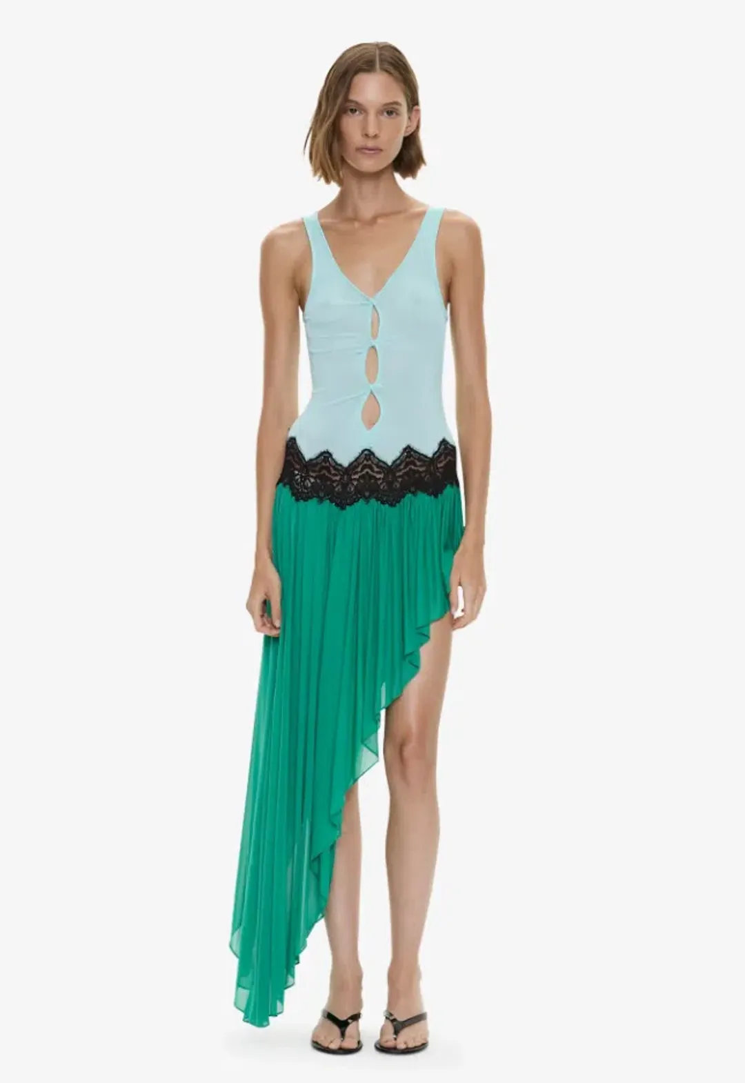 Christopher Esber Open Twist Swept Tank Dress malachite mystical mint Size 6 for rent on The Volte - main image