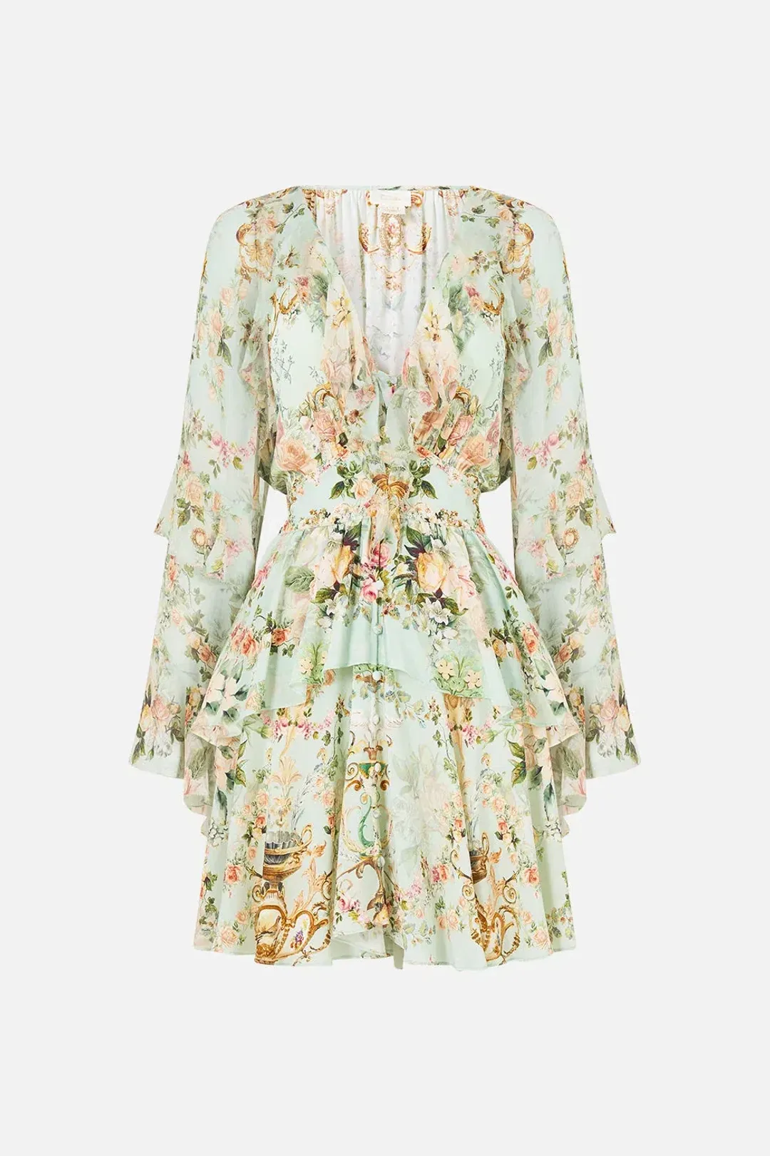 CAMILLA The Wildflower Wunderland Short Waistband Dress With Ruffle Sleeve for rent on The Volte - main image