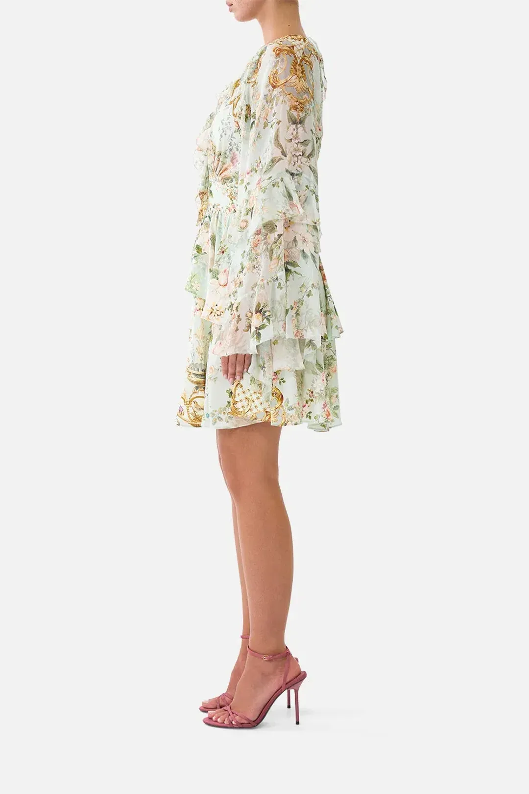 CAMILLA The Wildflower Wunderland Short Waistband Dress With Ruffle Sleeve for rent on The Volte - main image