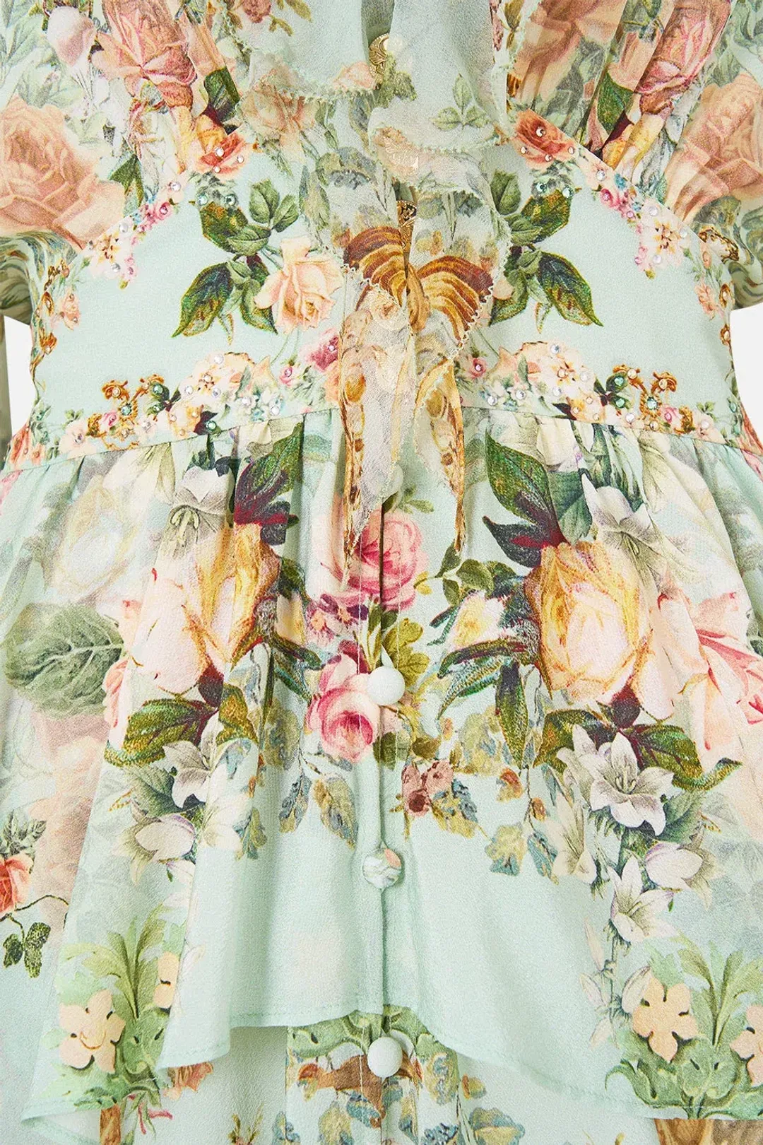 CAMILLA The Wildflower Wunderland Short Waistband Dress With Ruffle Sleeve for rent on The Volte - main image