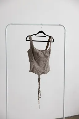 House Of CB Selma Brown Puppytooth Boned Corset Top for rent on The Volte - image 2