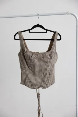 House Of CB Selma Brown Puppytooth Boned Corset Top for rent on The Volte - image 6