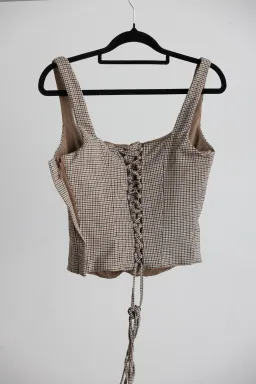 House Of CB Selma Brown Puppytooth Boned Corset Top for rent on The Volte - image 7