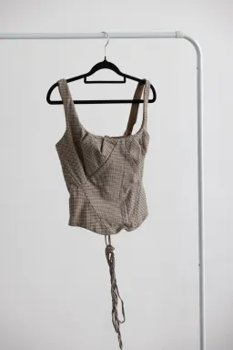 House Of CB Selma Brown Puppytooth Boned Corset Top for rent on The Volte - image 4