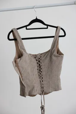 House Of CB Selma Brown Puppytooth Boned Corset Top for rent on The Volte - image 10