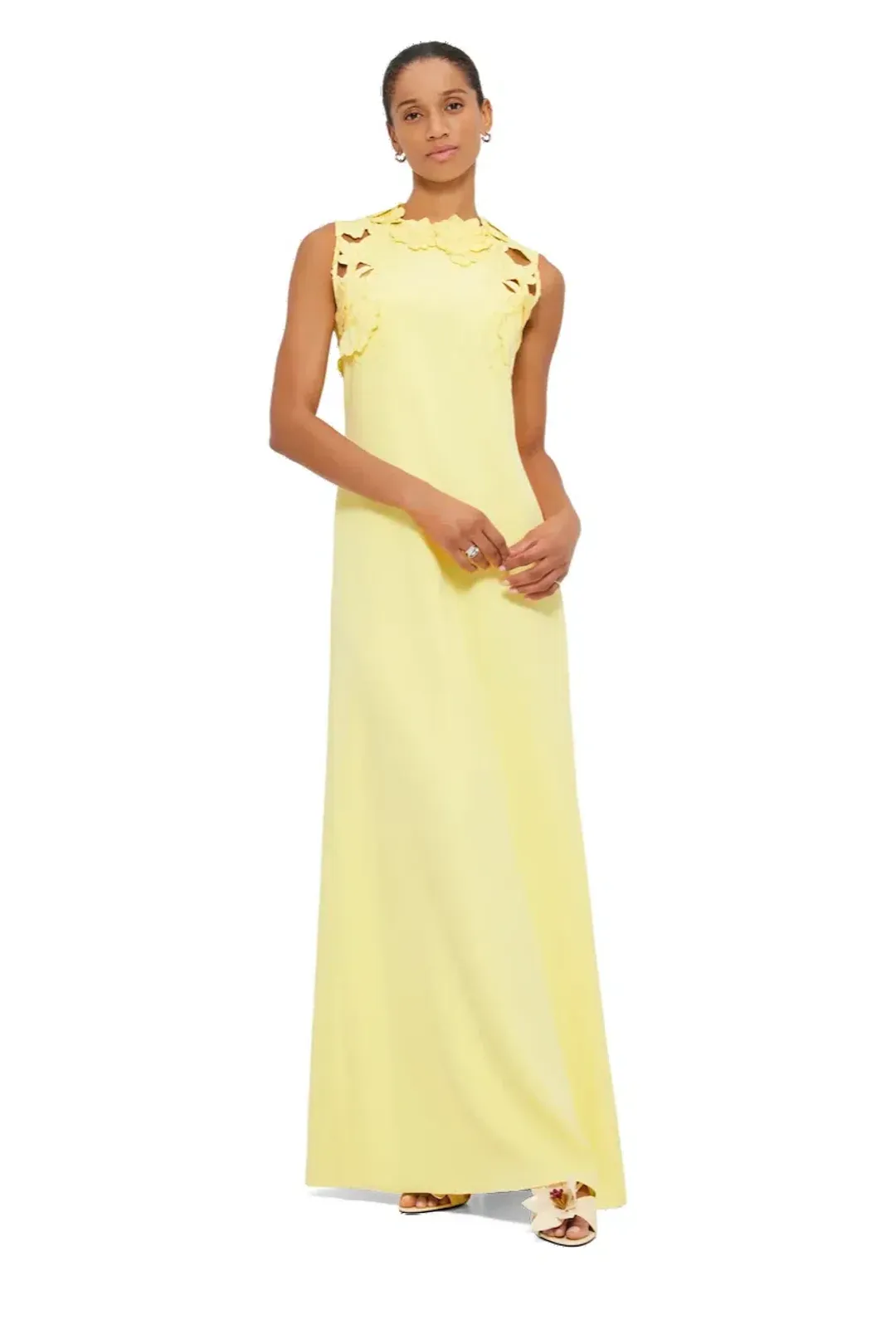 Leo Lin Solene Appliqué Maxi Dress - Sorbet Yellow for rent on The Volte - main image