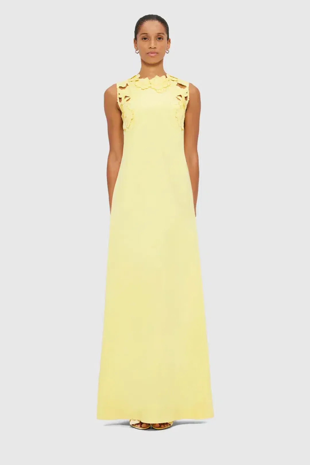 Leo Lin Solene Appliqué Maxi Dress - Sorbet Yellow for rent on The Volte - main image