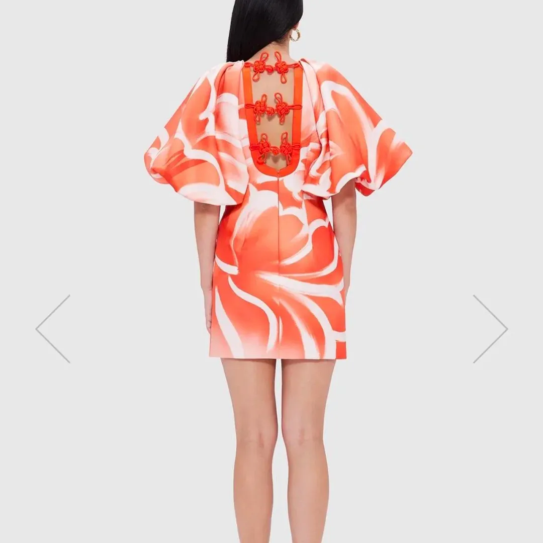 Leo Lin Arabella Puff Sleeve Mini Dress Ruyi Print Size AU 14 for rent on The Volte - main image