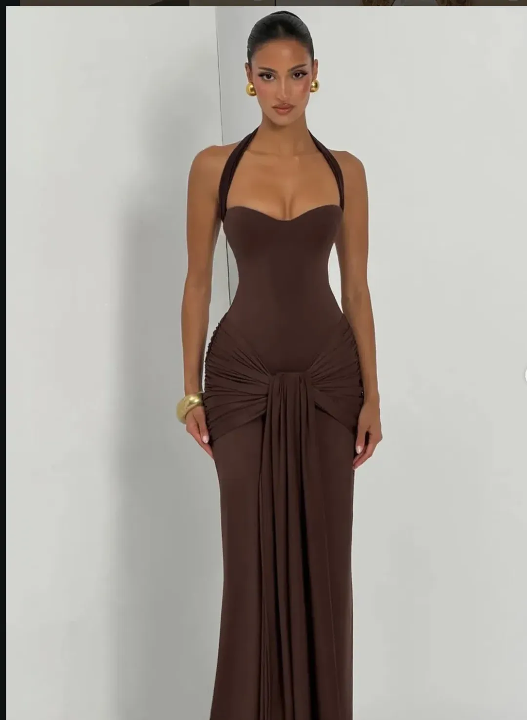 Babyboo Gia Maxi Dress Plum Brown Size 6 for rent on The Volte - main image