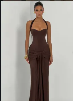 Babyboo Gia Maxi Dress Plum Brown Size 6 for rent on The Volte - image 1