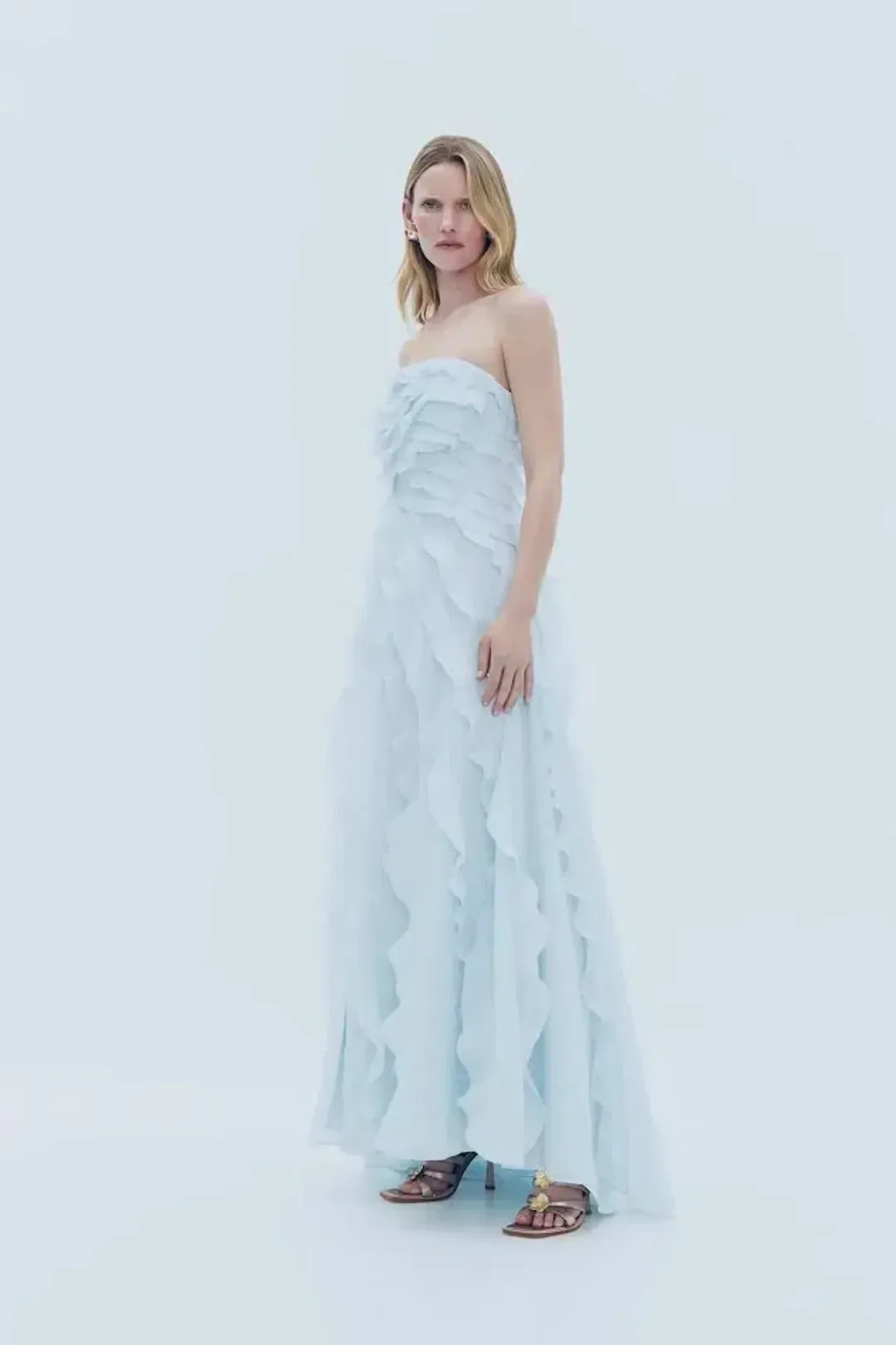  🩵 Aje ALLAIRIE GOWN in Pastel Blue - Size 16 AU  🩵 Ruffled Tiered Maxi Dress  🩵 for rent on The Volte - main image