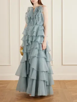 💧 Aje Cleo Gown in Duck Egg Blue - Size 8 - Ruffle Tiered Maxi Dress 💧 for rent on The Volte - image 8
