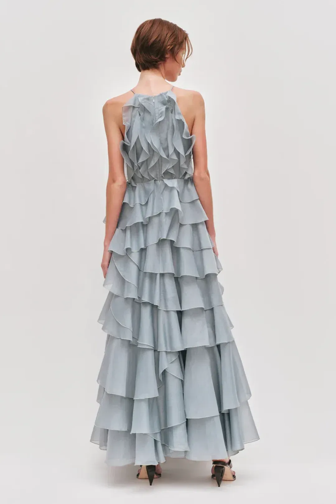 💧 Aje Cleo Gown in Duck Egg Blue - Size 8 - Ruffle Tiered Maxi Dress 💧 for rent on The Volte - main image