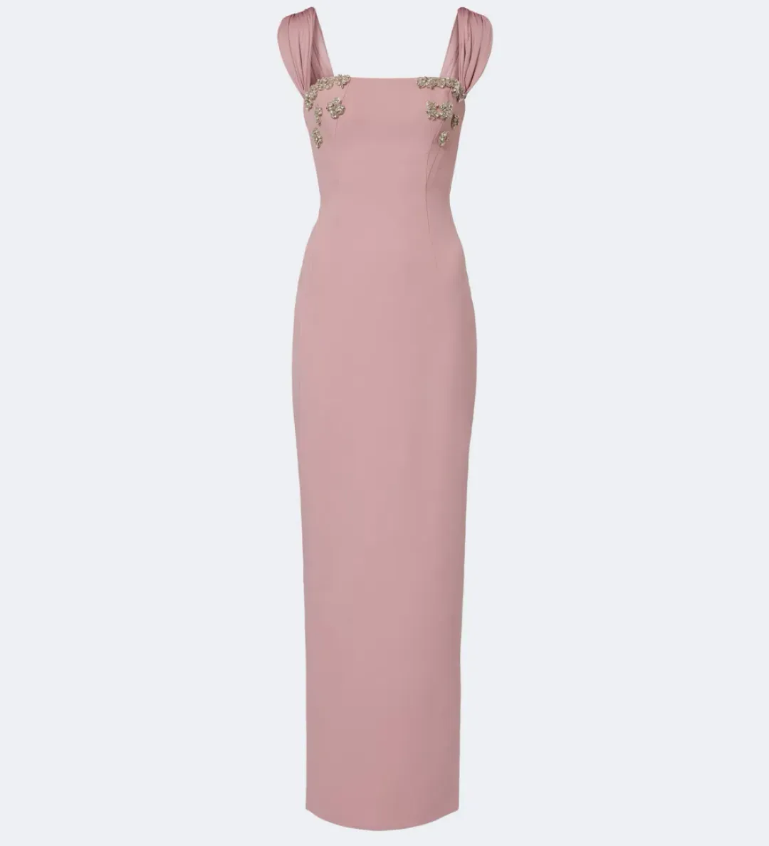Rachel Gilbert Malia Gown with Crystal Embellishments in rosewater pink AU 6 | formal maxi dress wedding guest dress for rent on The Volte - main image
