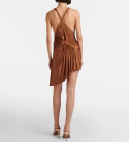 Christopher Esber Draped jersey mini dress in Russet brown AU 8 for rent on The Volte - image 2