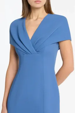 Carla Zampatti Atlas Crepe Tuck Midi Dress Blue Size 10 for rent on The Volte - image 3