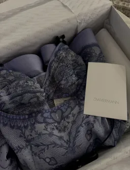 ZIMMERMANN CRUSH TWIST FRONT MINI DRESS BLUE LACE PRINT for rent on The Volte - image 3