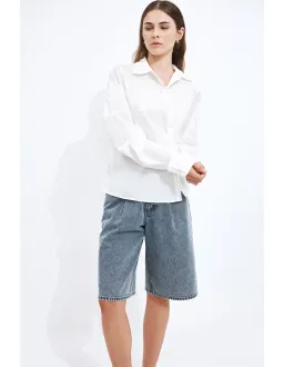 Aje Studio Ellie Wrap Shirt Ivory Size 6 AU for rent on The Volte - image 3