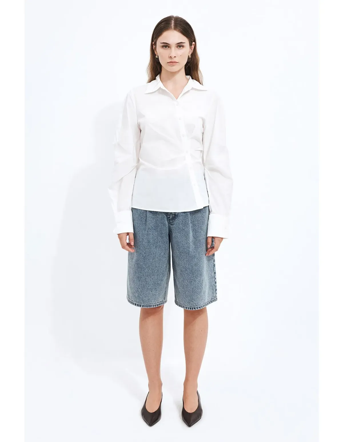 Aje Studio Ellie Wrap Shirt Ivory Size 6 AU for rent on The Volte - main image