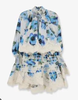 Zimmermann Alchemy Shirred Mini Dress Blue Poppy Size AU 8 (0) for rent on The Volte - image 2