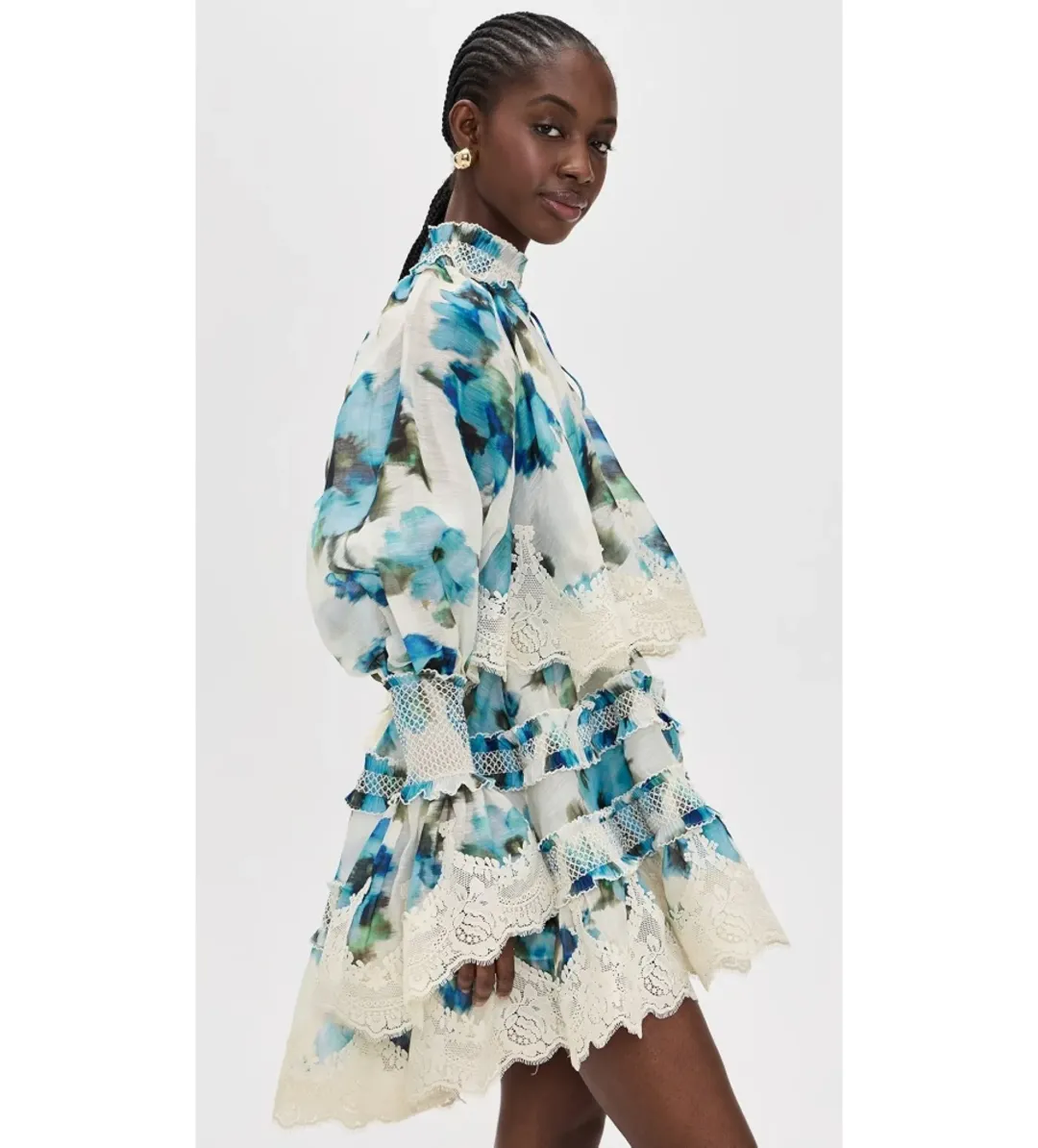 Zimmermann Alchemy Shirred Mini Dress Blue Poppy Size 0 / AU 8 for rent on The Volte - main image