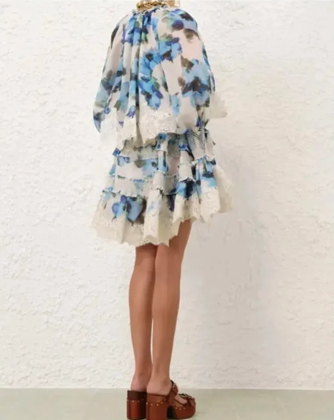 Zimmermann Alchemy Shirred Mini Dress Blue Poppy Size AU 8 (0) for rent on The Volte - main image