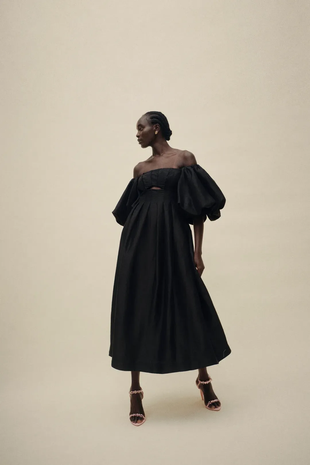 AJE EUGENIE OFF SHOULDER MIDI DRESS SIZE 12 for rent on The Volte - main image