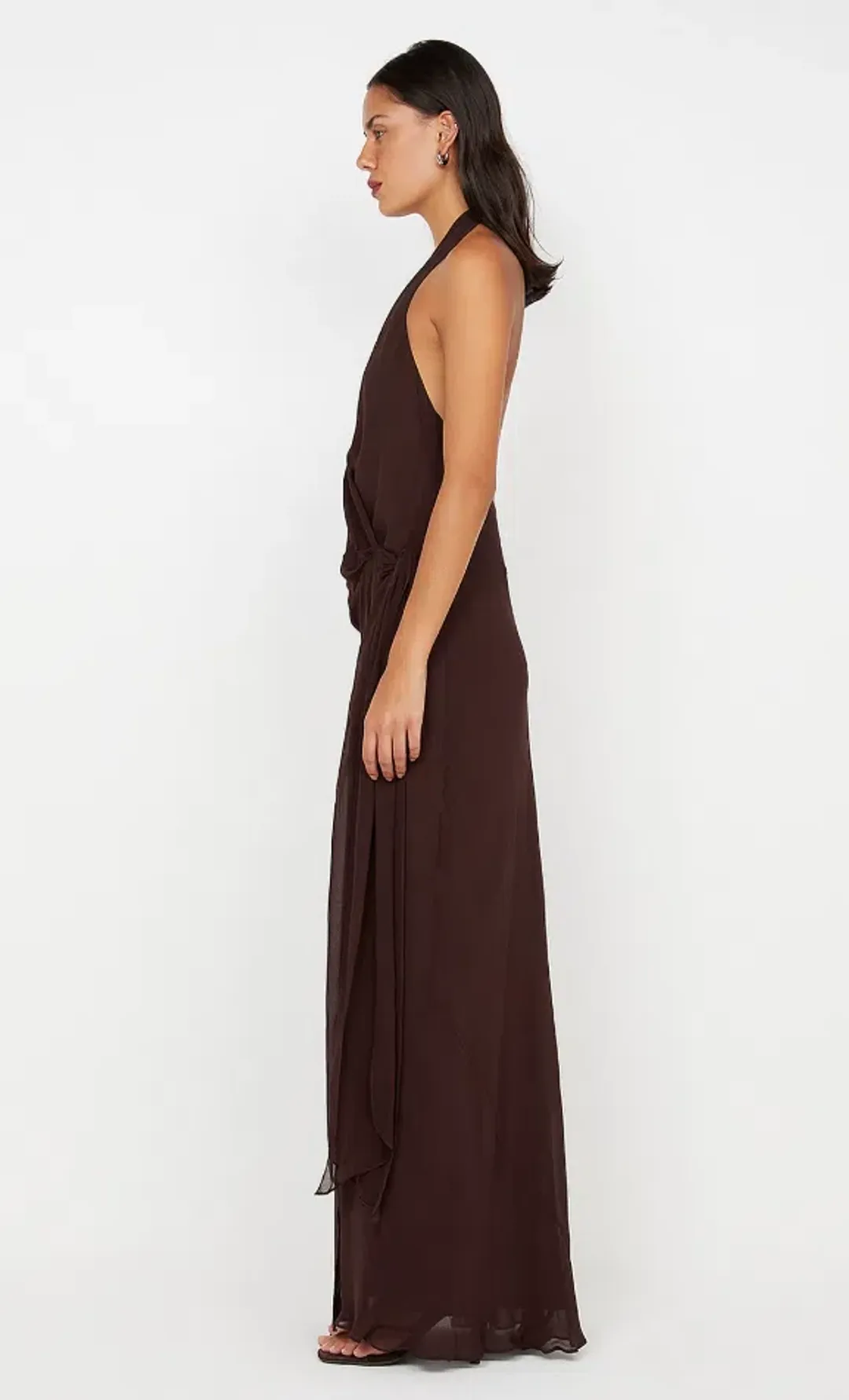 Bec & Bridge Soneva Wrap Maxi Dress Dark Chocolate Size AU 6 for rent on The Volte - main image