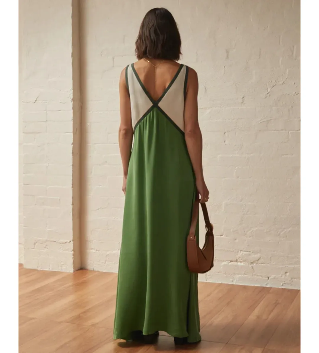 Sancia The Naomi Cupro Maxi Dress Green Size AU 8/S for rent on The Volte - main image