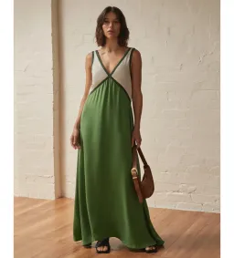 Sancia The Naomi Cupro Maxi Dress Green Size AU 8/S for rent on The Volte - image 1