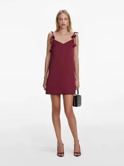 Self Portrait Burgundy Satin Mini Dress - Size XS / 6 for rent on The Volte - image 1