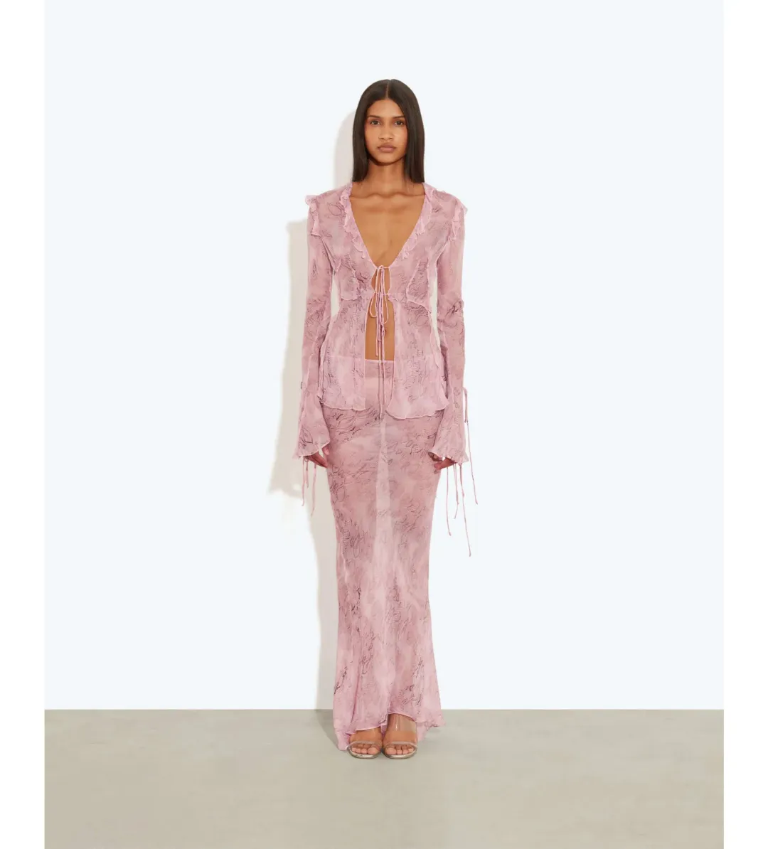 Rat & Boa Cobra Blouse Size S and Maxi Skirt Set Pink Size XS for rent on The Volte - main image
