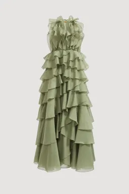 🌴 Aje Cleo Gown in Fern  Green - Size 8 - Ruffle Tiered Maxi Dress 🌴 for rent on The Volte - image 6
