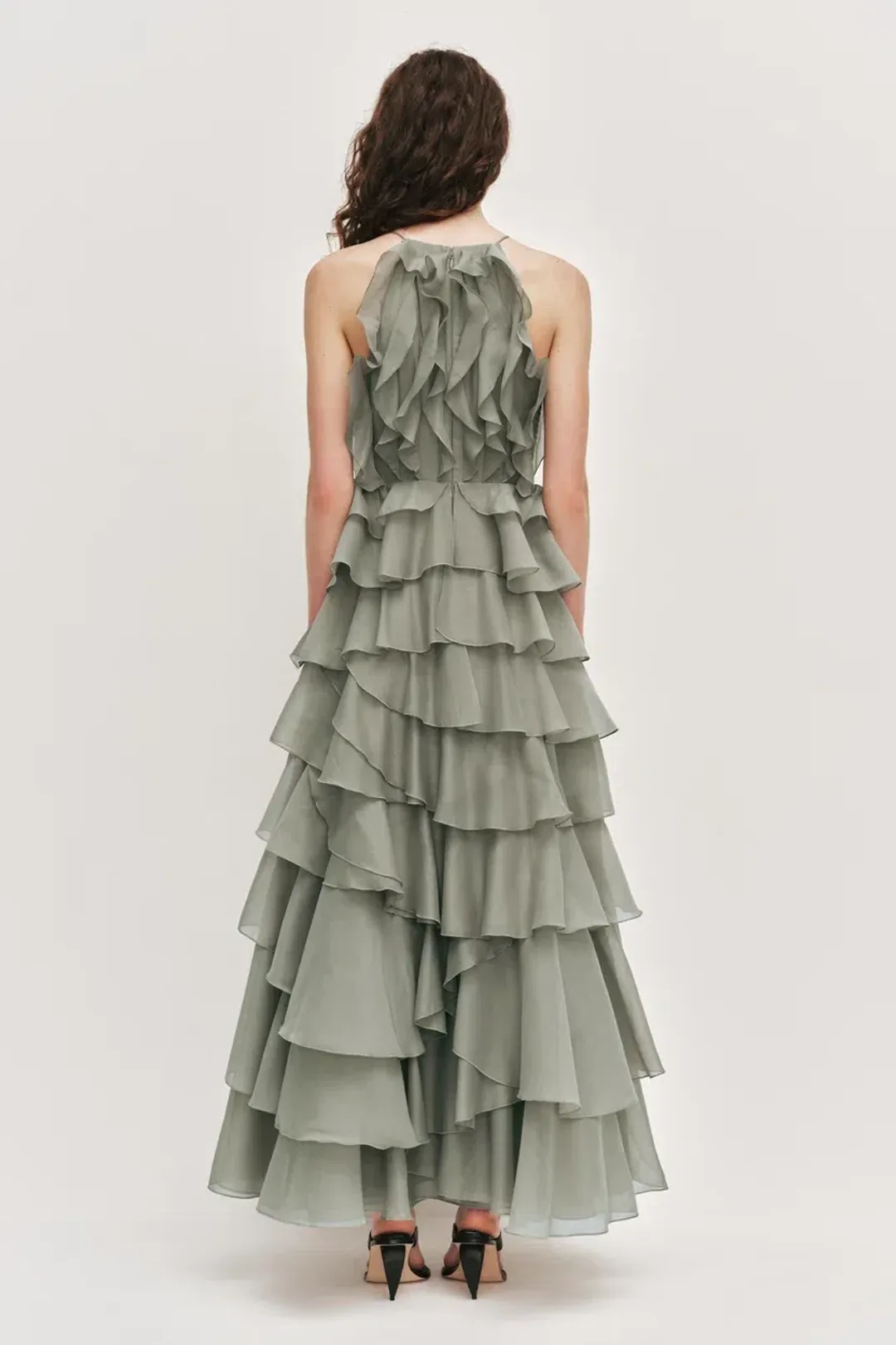 🌴 Aje Cleo Gown in Fern  Green - Size 8 - Ruffle Tiered Maxi Dress 🌴 for rent on The Volte - main image