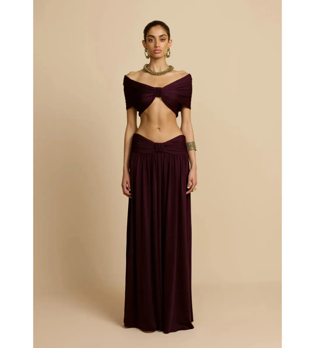 Arcina Ori Alessia Top and Maxi Skirt Set in Plum Size 8 for rent on The Volte - main image